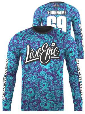 Live Epic Tattoo Flash MULTICOLOR Custom Long Sleeve Jersey